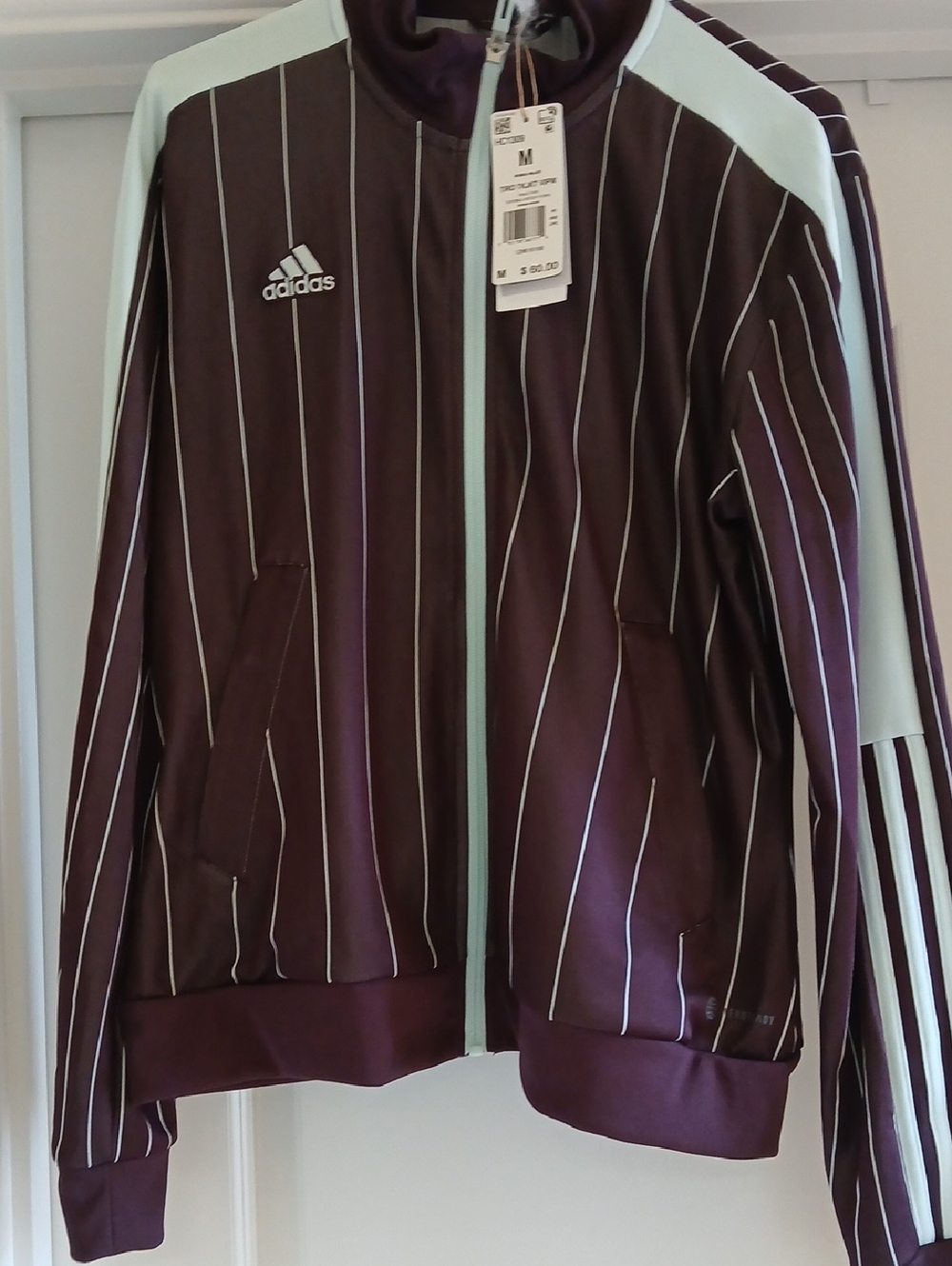 adidas Burgundy Track Jacket with Mint Accents